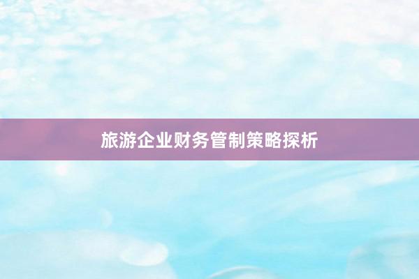 旅游企业财务管制策略探析